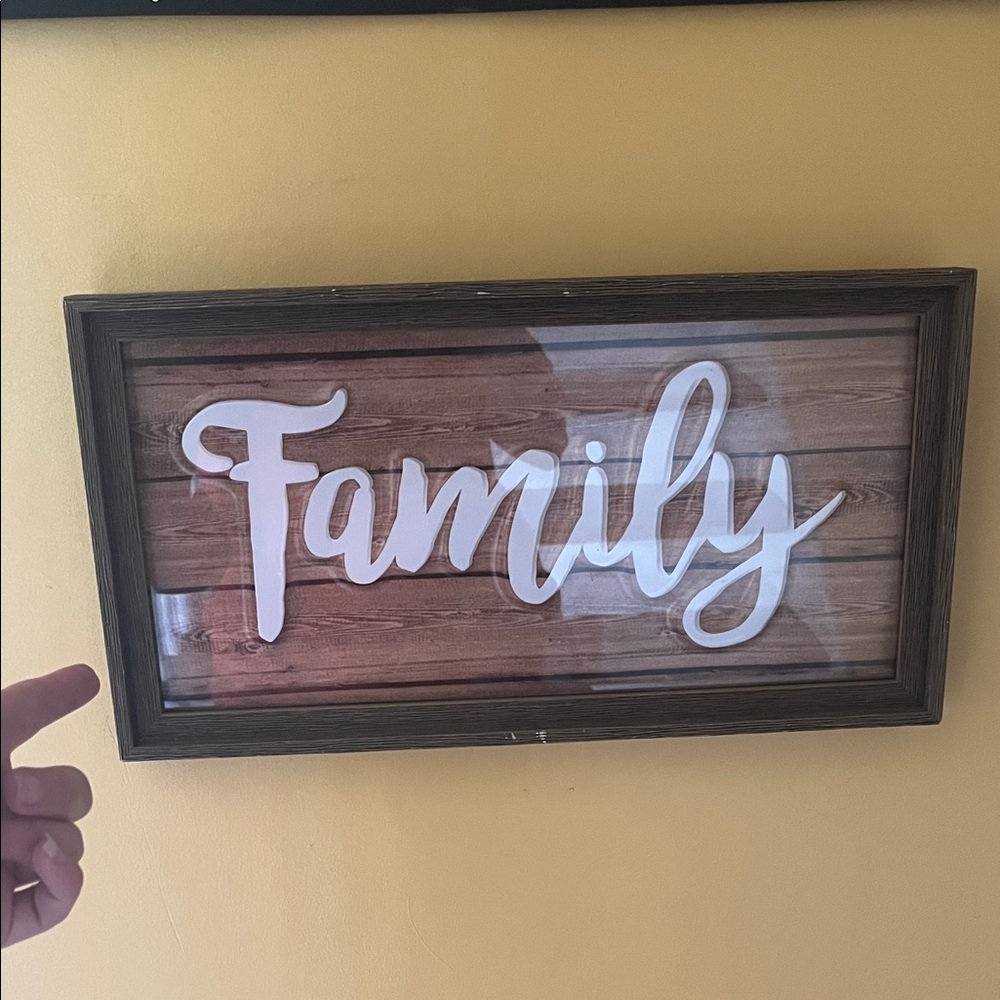 Wooden Family Wall Art with White Lettering